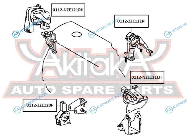 0112-ZZE121R Подушка двигателя | зад правлев