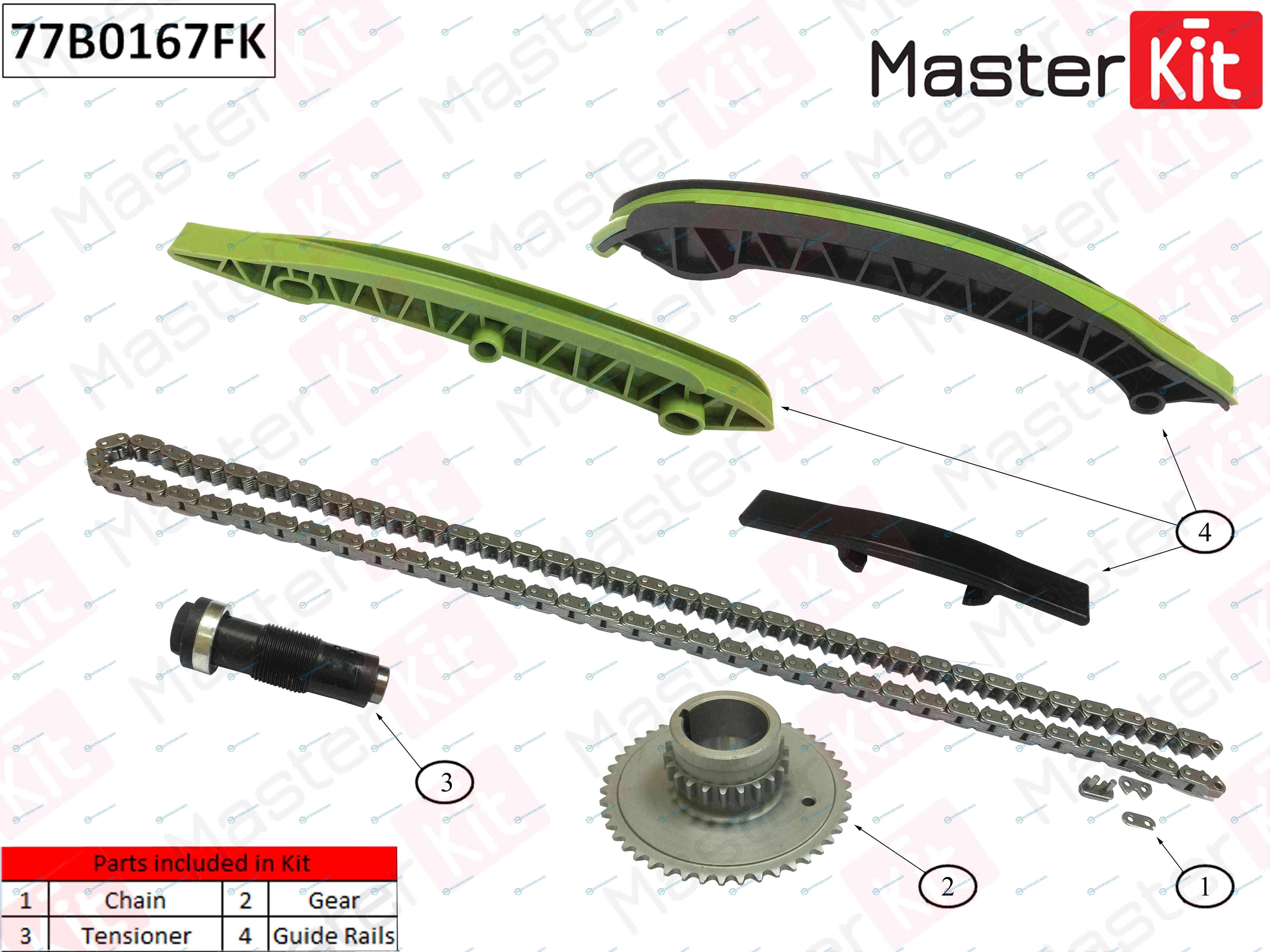 77B0167FK K Комплект цепи ГРМ