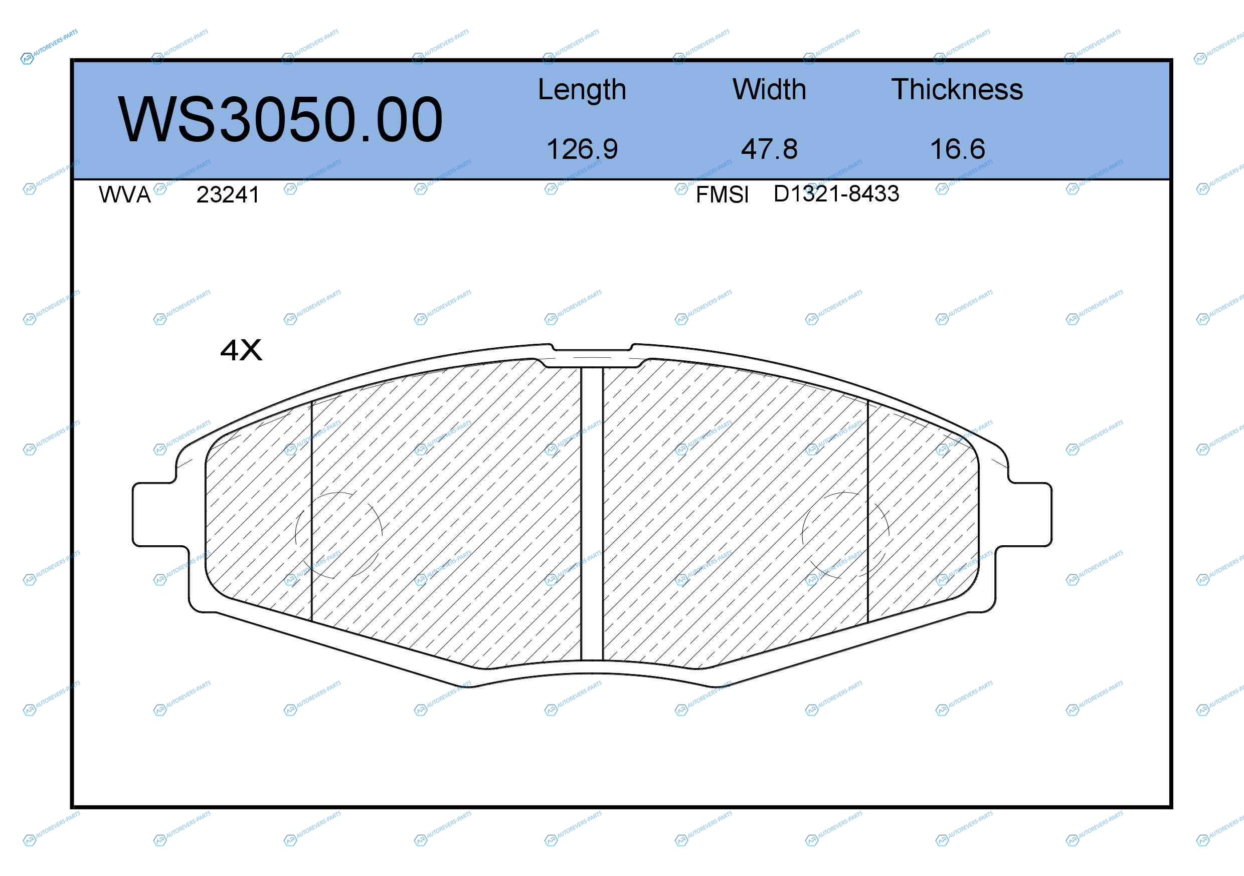 WS3050.00 Колодки тормозные дисковые | перед