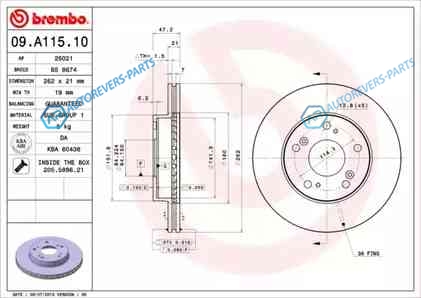 09.A115.10 Диск тормозной Standard | перед