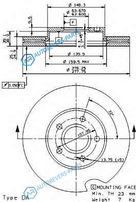 09.9464.11 Диск тормозной UV Coated | перед