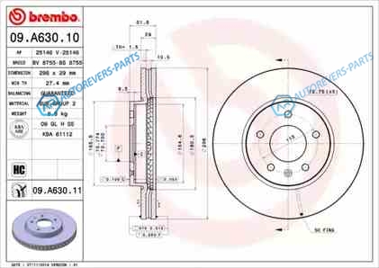 09.A630.10 Диск тормозной Standard | перед