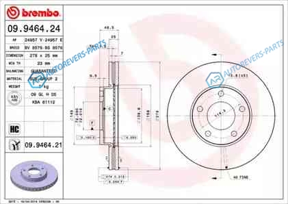 09.9464.21 Диск тормозной UV Coated | перед