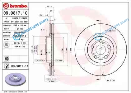 09.9817.10 Диск тормозной Standard | перед