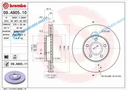 09.A905.11 Диск тормозной UV Coated | перед