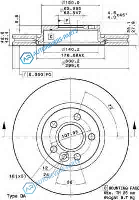 09.A427.11 Диск тормозной UV Coated | перед