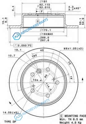 08.A150.11 Диск тормозной UV Coated | зад