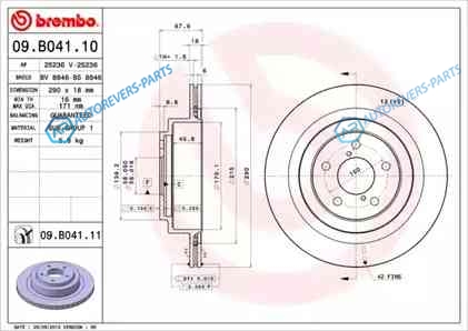 09.B041.10 Диск тормозной Standard | зад