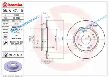 08.A147.10 Диск тормозной Standard | зад