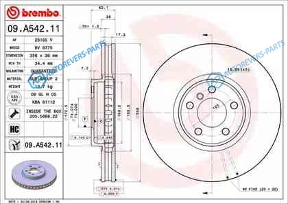 09.A542.11 Диск тормозной UV Coated | перед