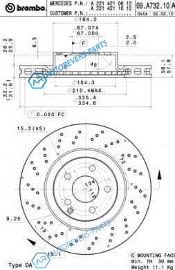09.A732.11 Диск тормозной UV Coated | перед
