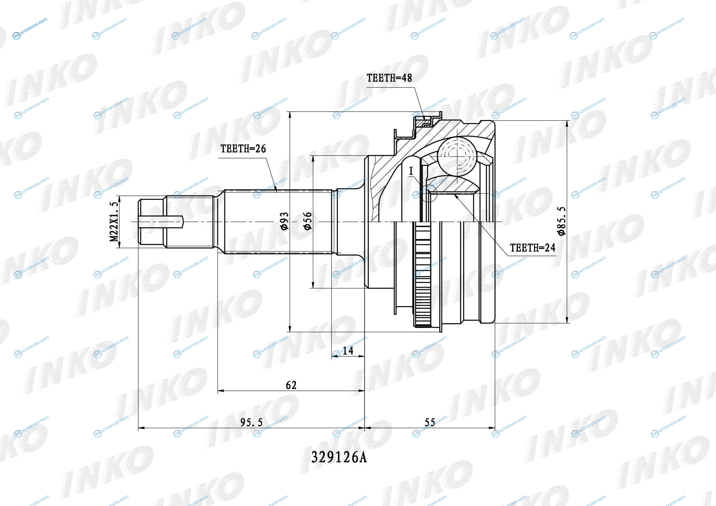 329126A ШРУС внешний 2624 ABS 48