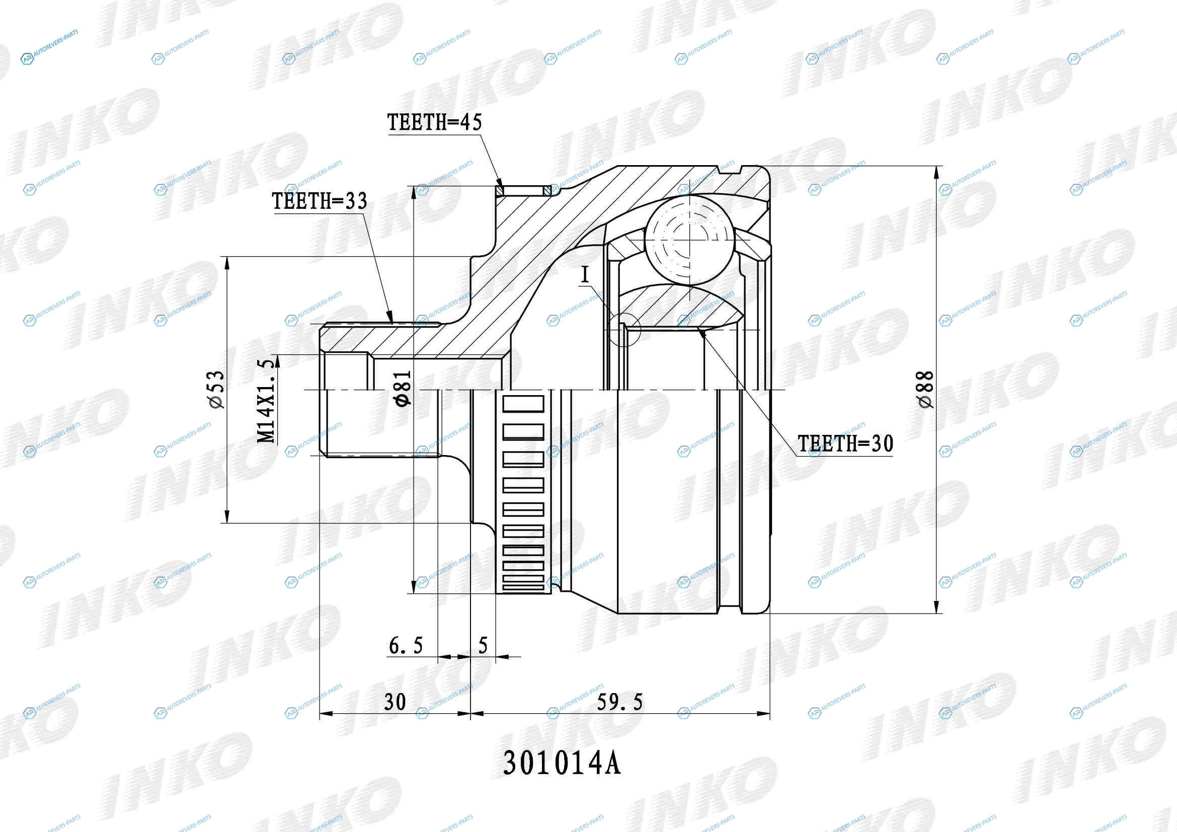 301014A ШРУС внешний 3330 ABS 45