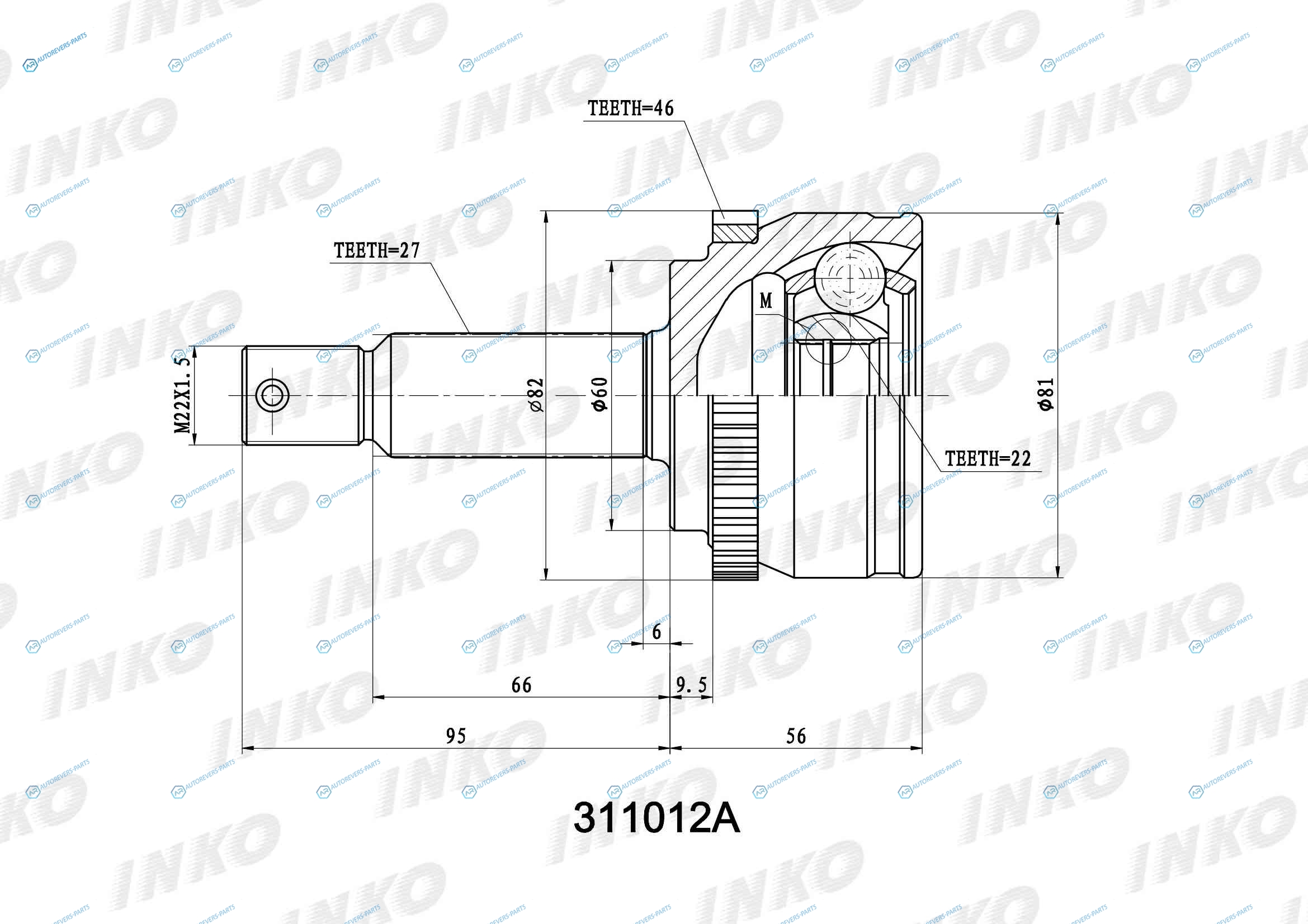 311012A ШРУС внешний 2722 ABS 46