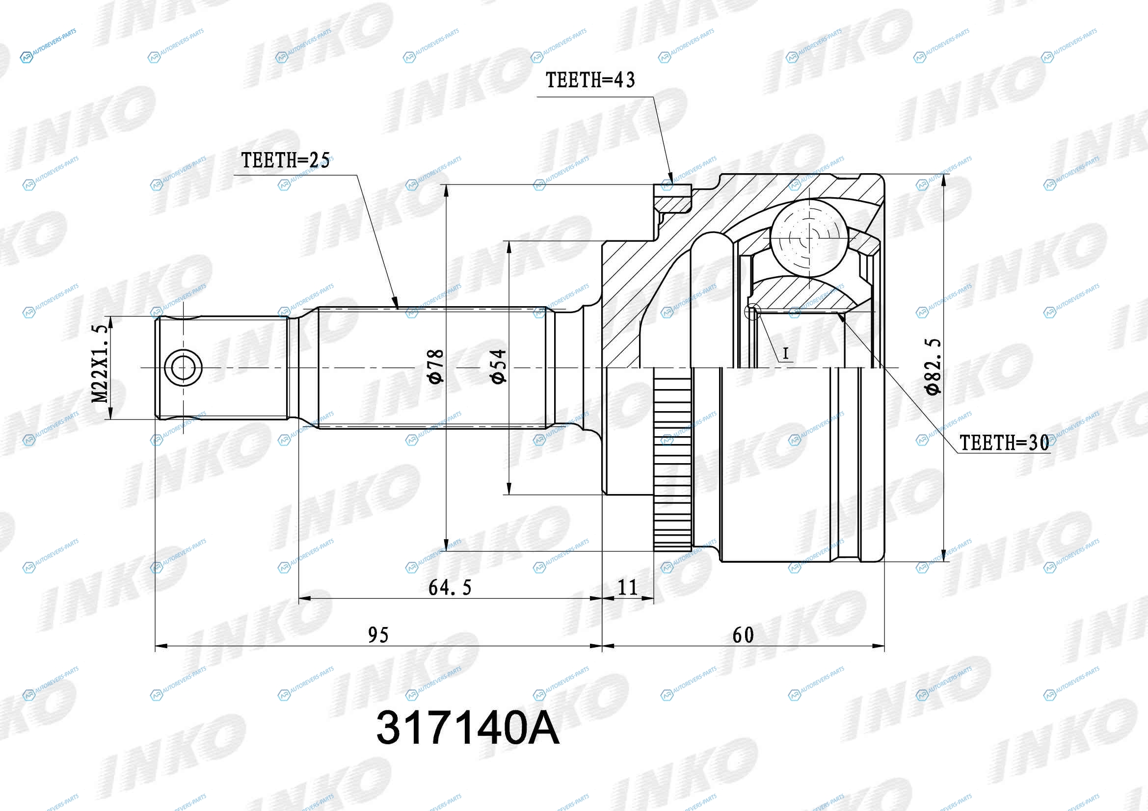 317140A ШРУС внешний 2530 ABS 43