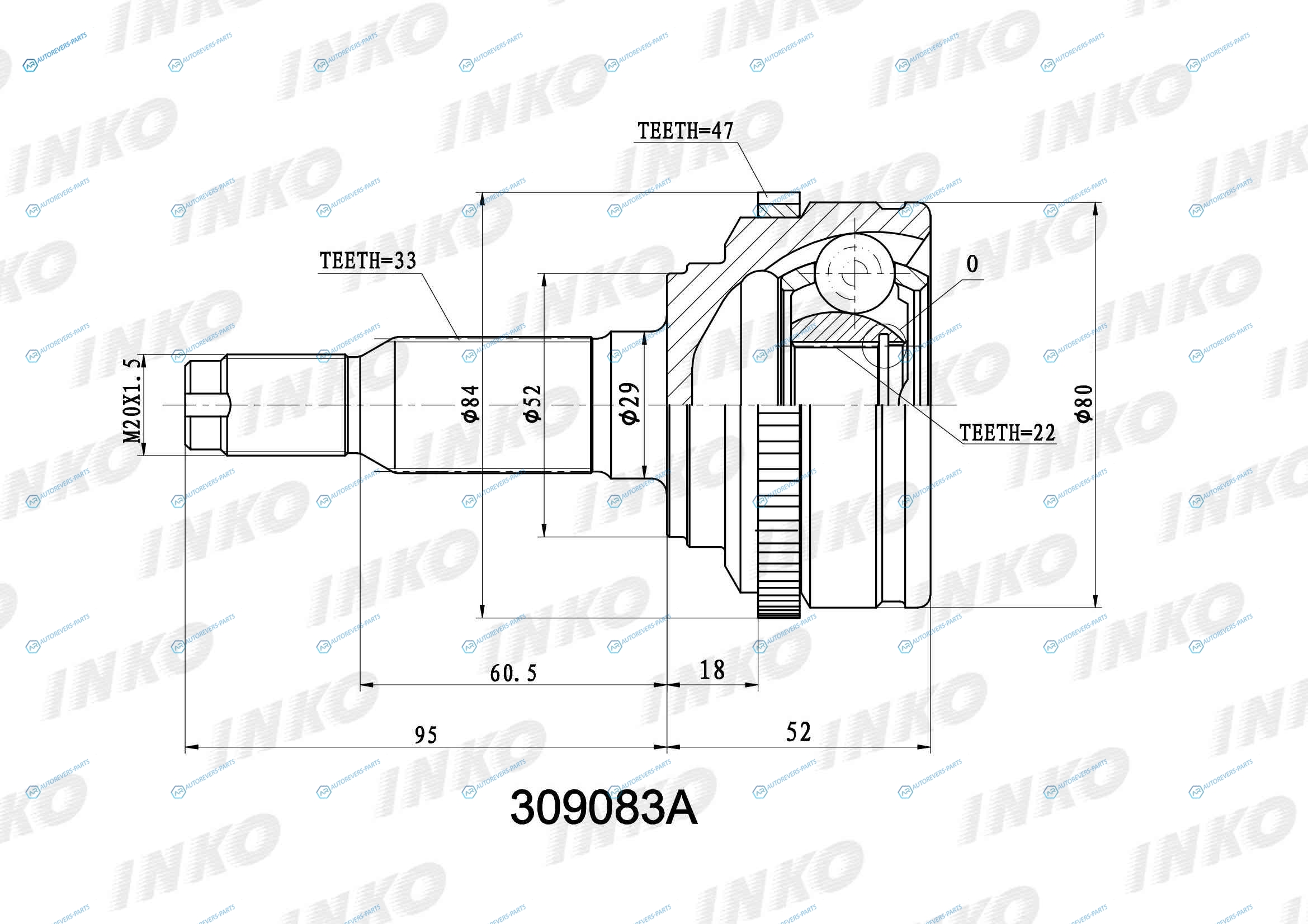309083A ШРУС внешний 3322 ABS 47