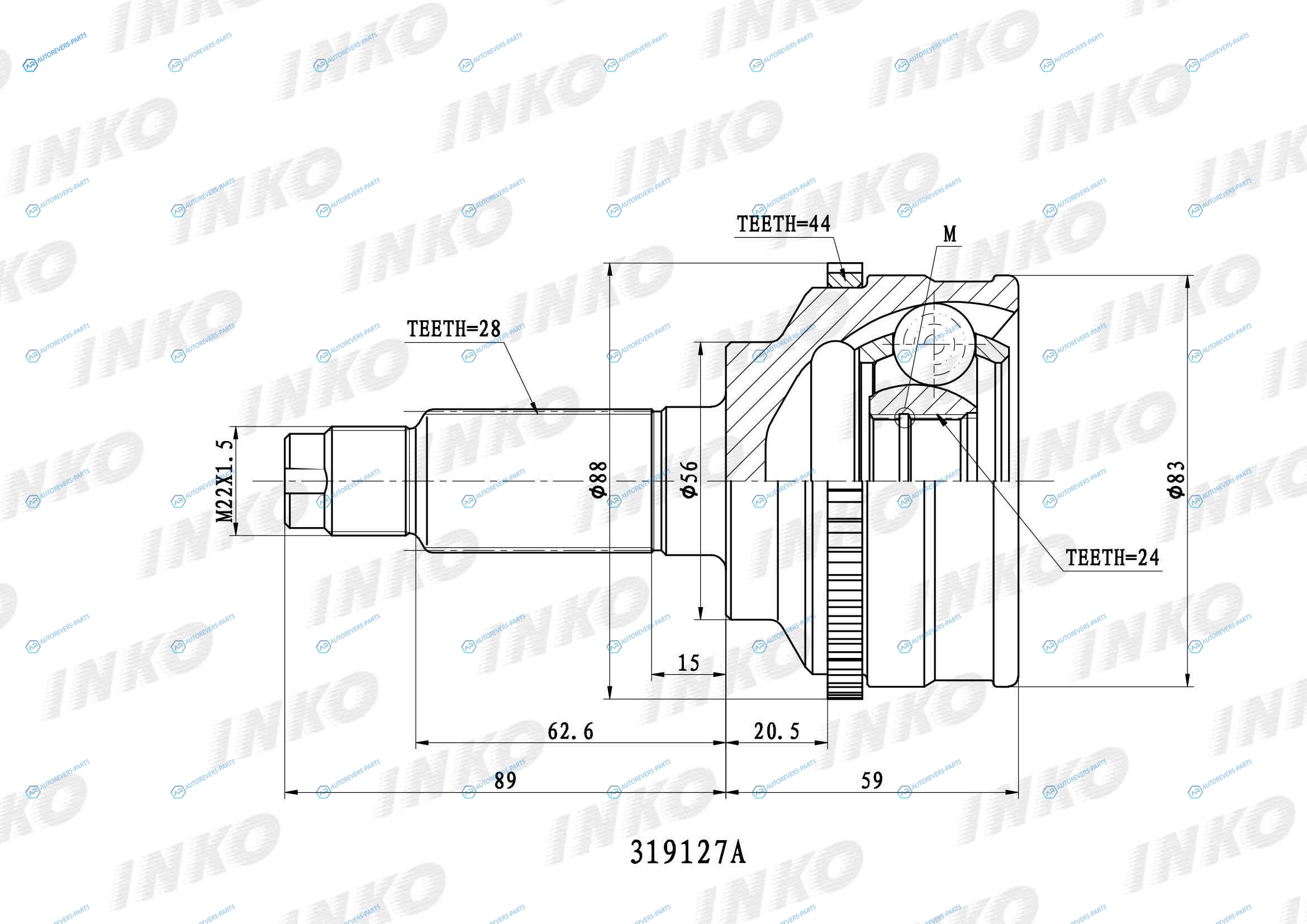 319127A ШРУС внешний 2824 ABS 44