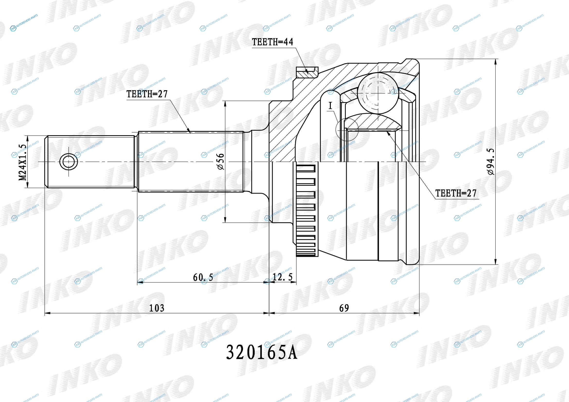 320165A ШРУС внешний 2727 ABS 44
