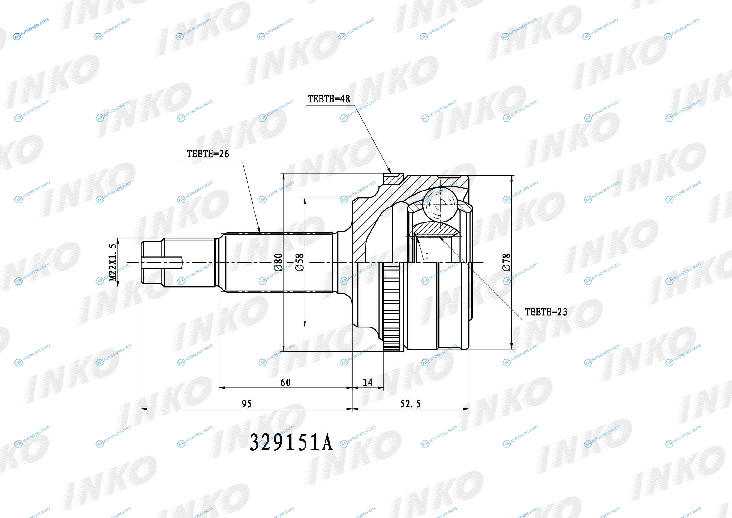 329151A ШРУС внешний 2623 ABS 48