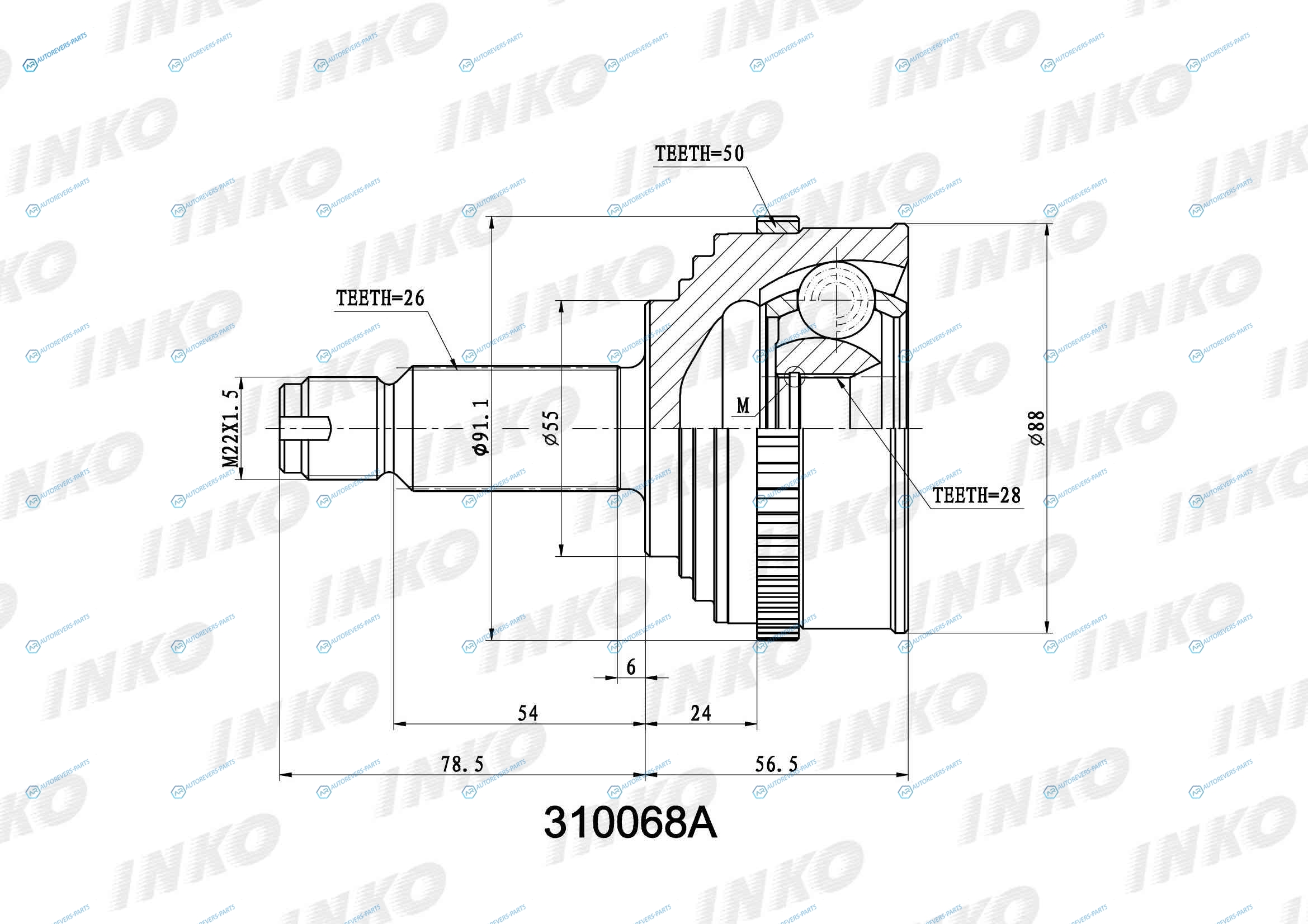 310068A ШРУС внешний 2628 ABS 50