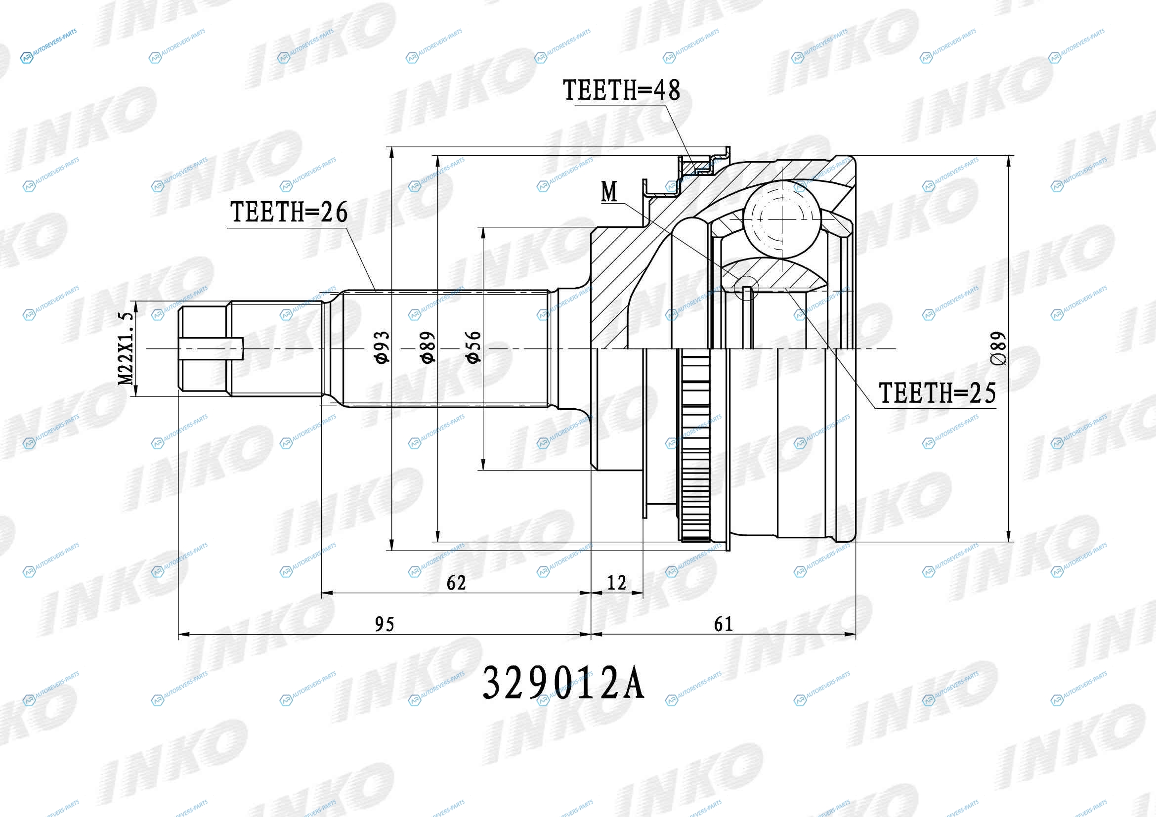 329012A ШРУС внешний 2625 ABS 48