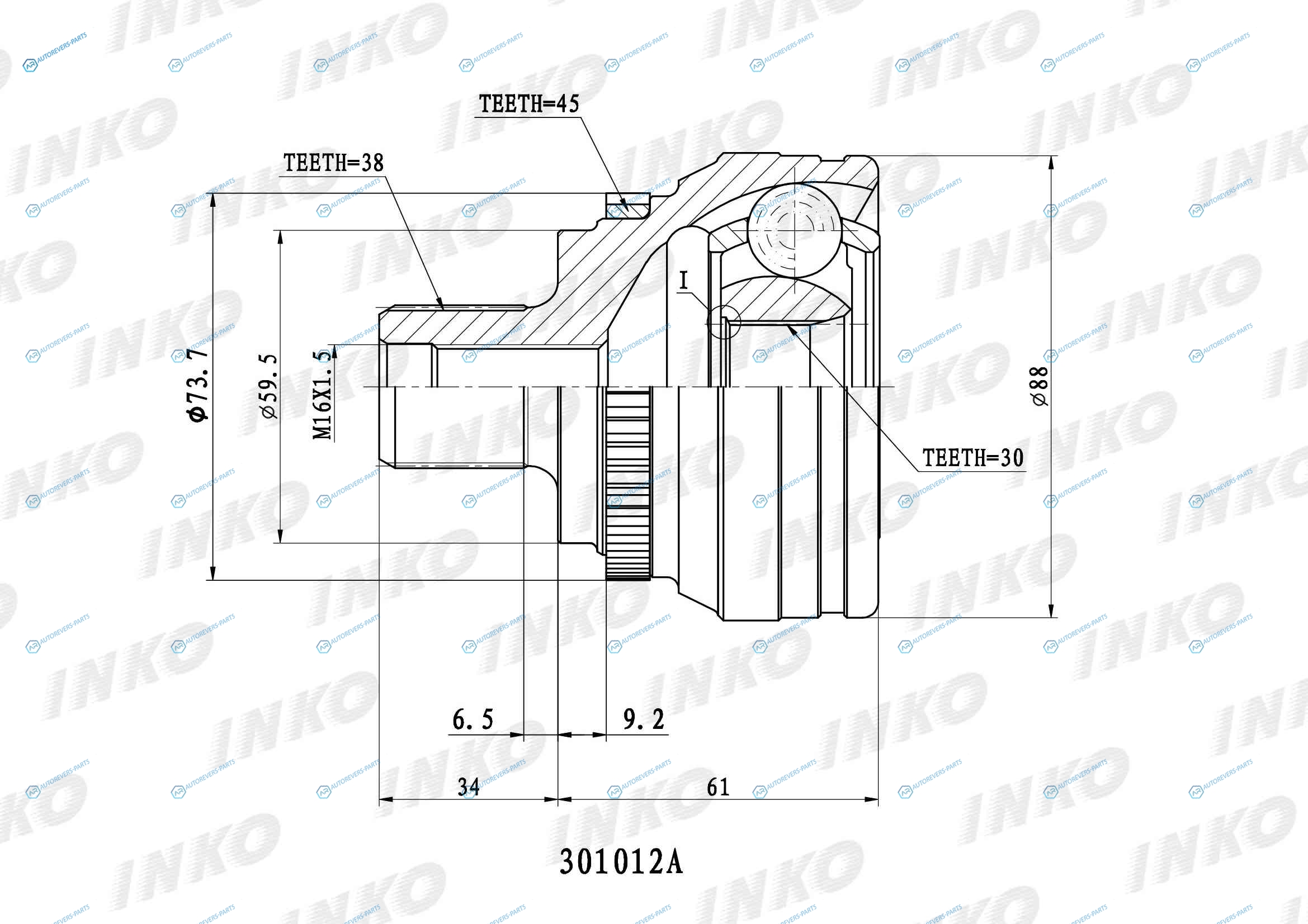 301012A ШРУС внешний 3830 ABS 45