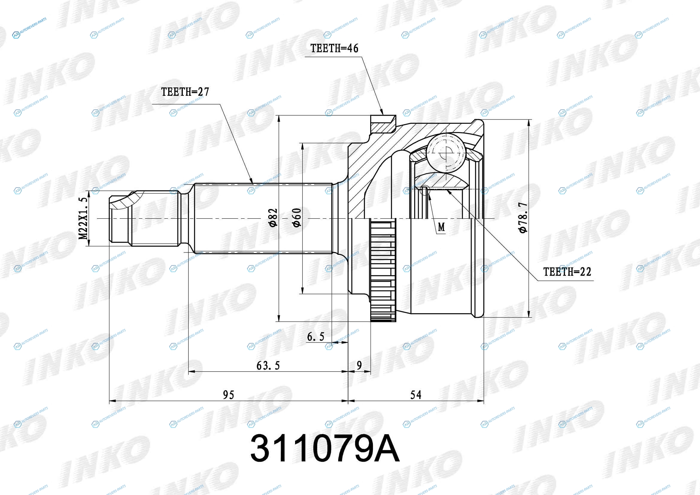 311079A ШРУС внешний 2722 ABS 46