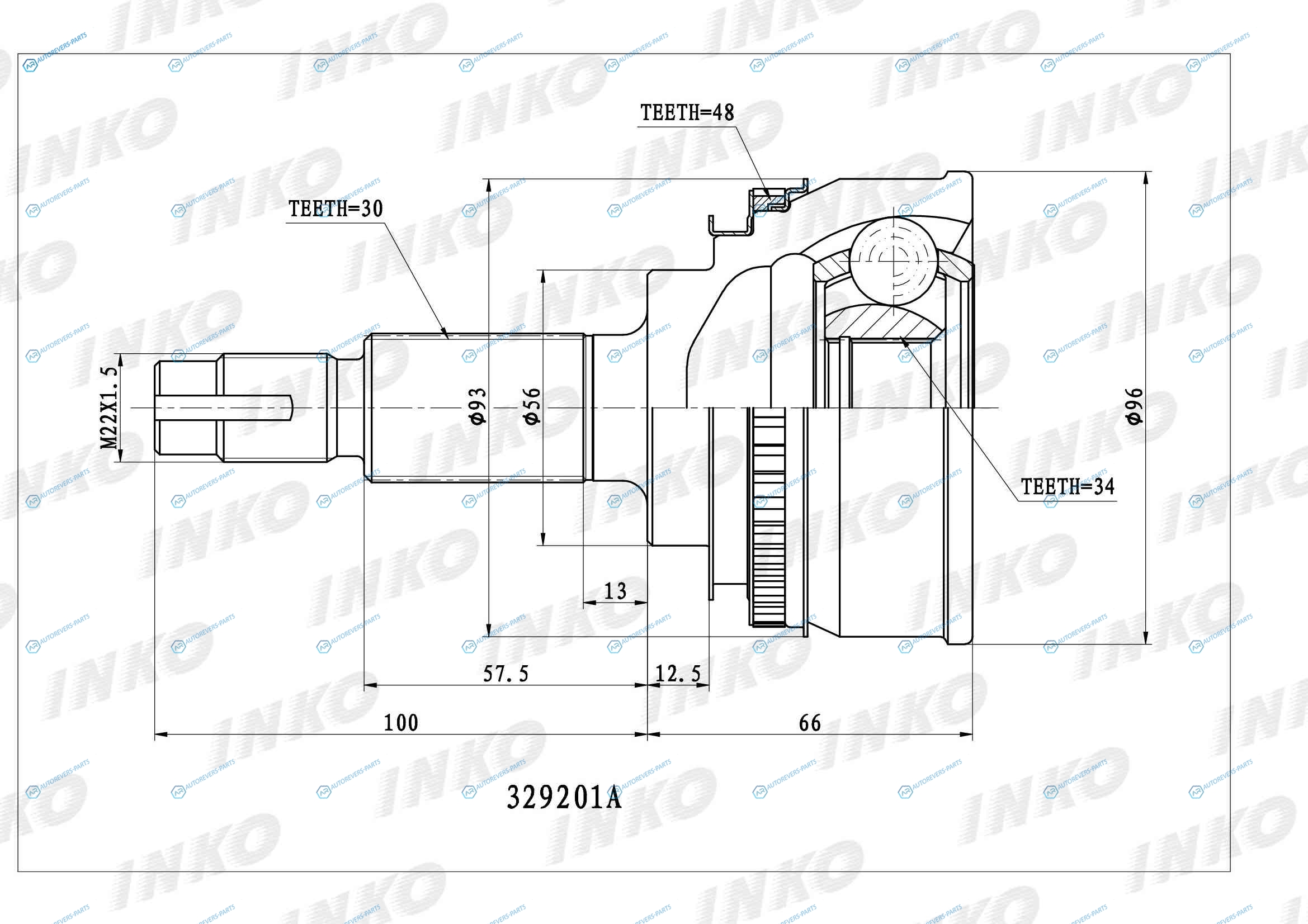 329201A ШРУС внешний 3034 ABS 48