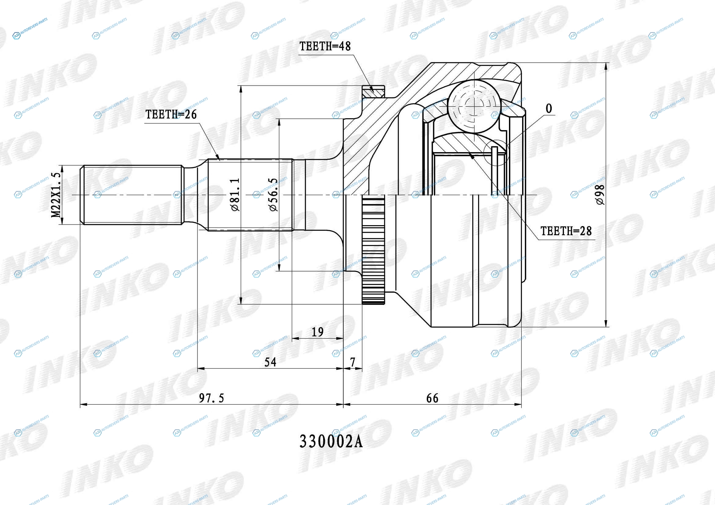330002A ШРУС внешний 2628 ABS 48