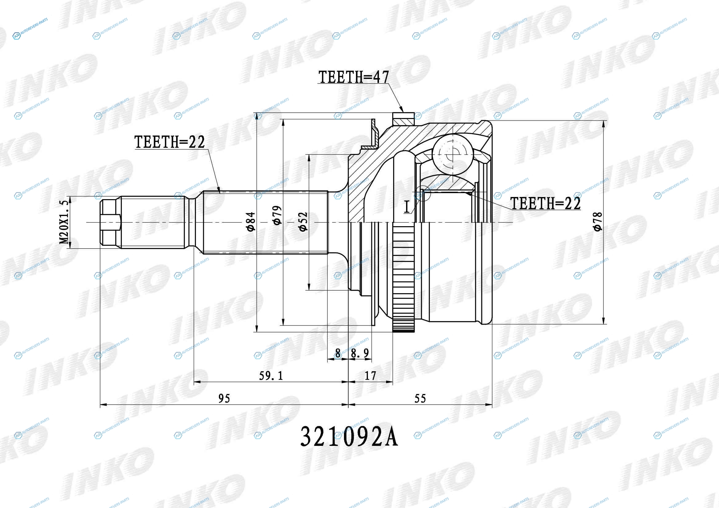 321092A ШРУС внешний 2222 ABS 47