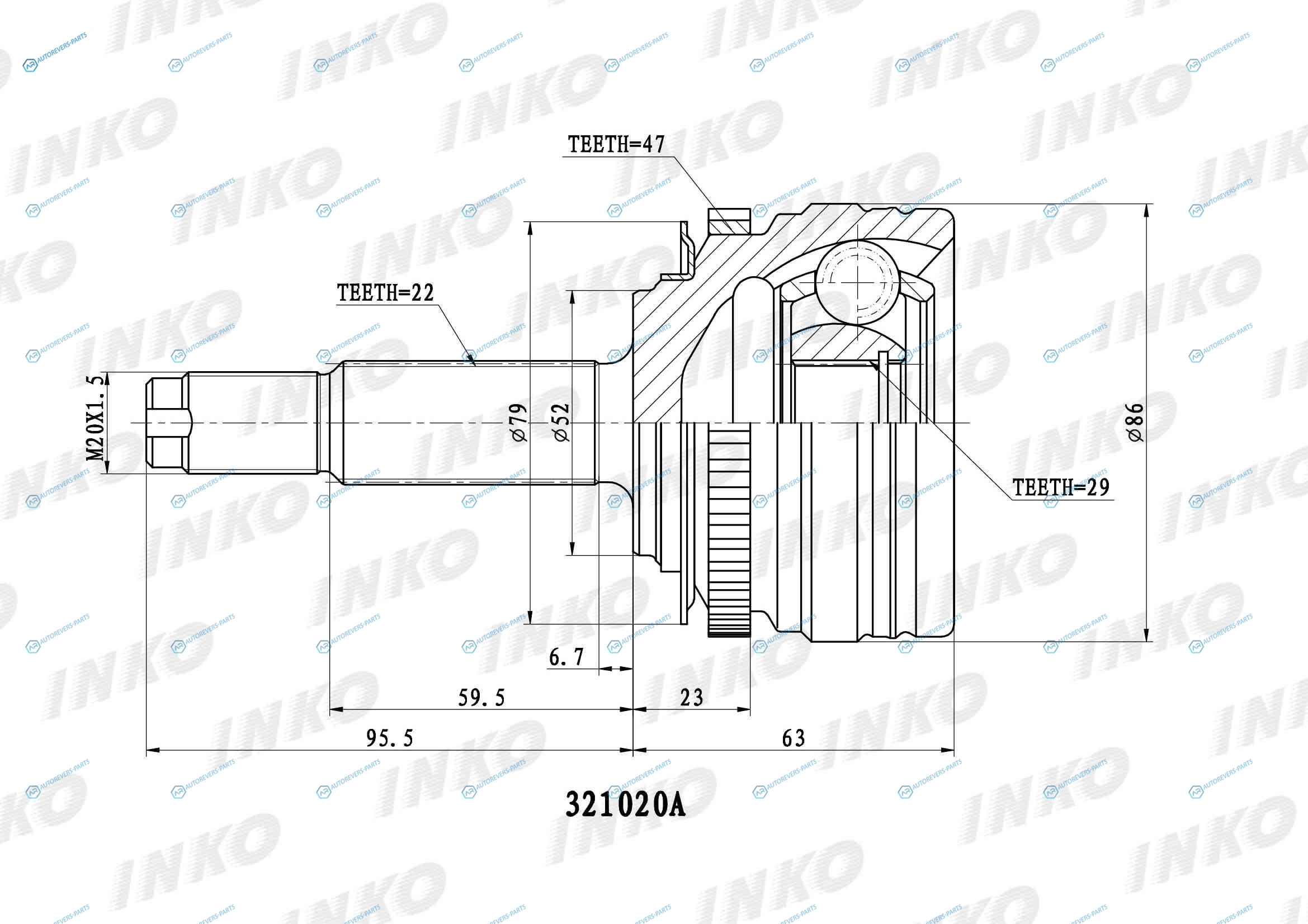 321020A ШРУС внешний 2229 ABS 47
