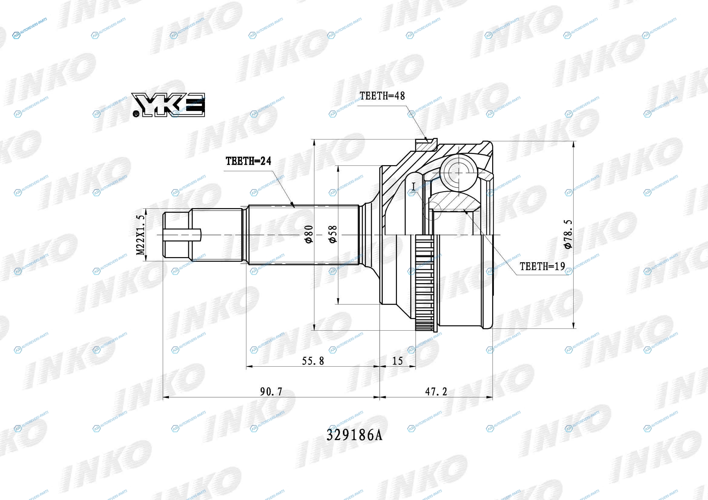329186A ШРУС внешний 2419 ABS 48