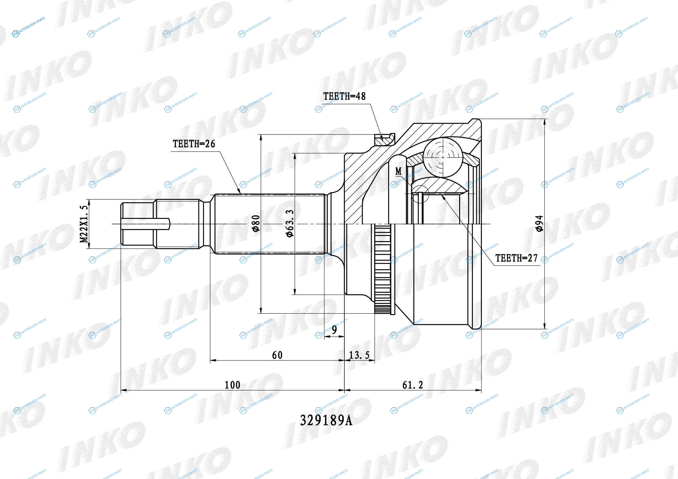 329189A ШРУС внешний 2627 ABS 48