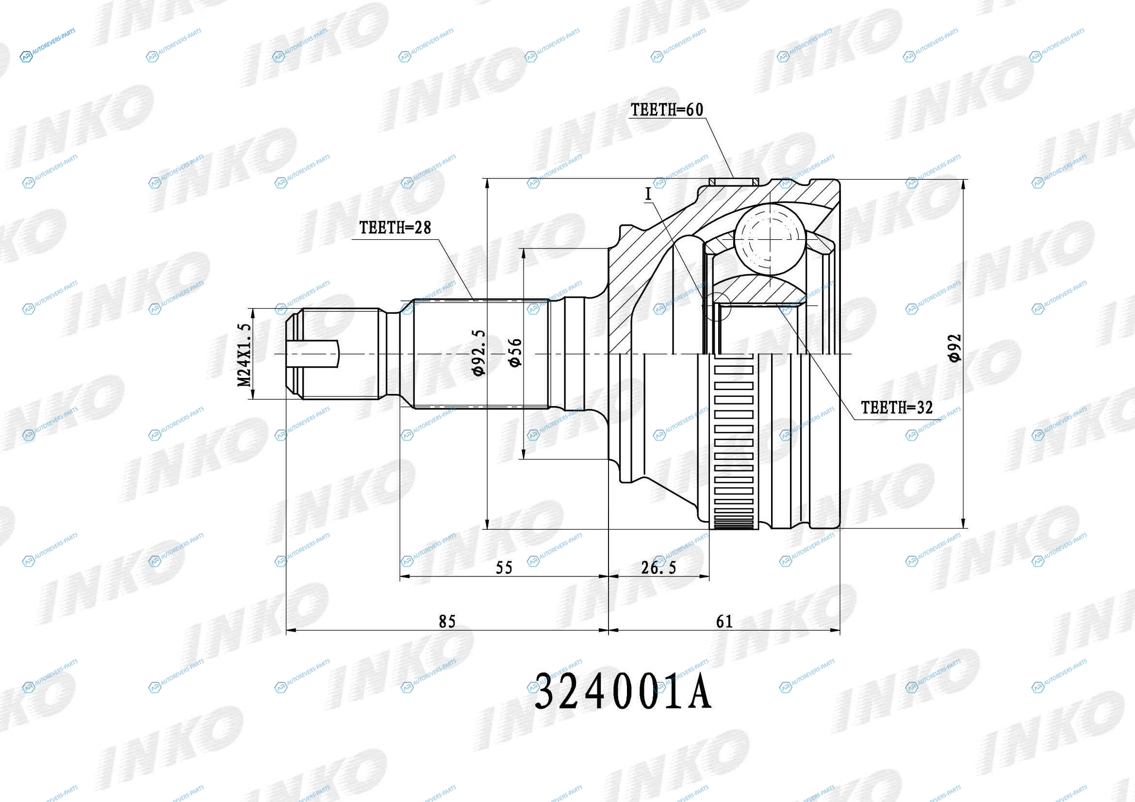 324001A ШРУС внешний 2832 ABS 60