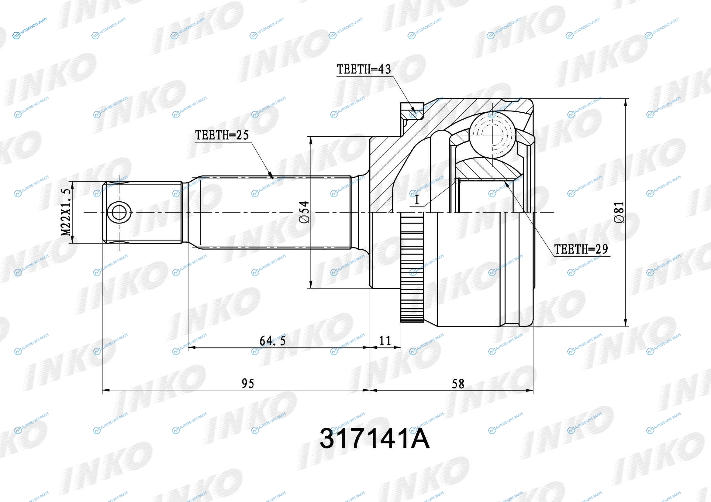317141A ШРУС внешний 2529 ABS 43