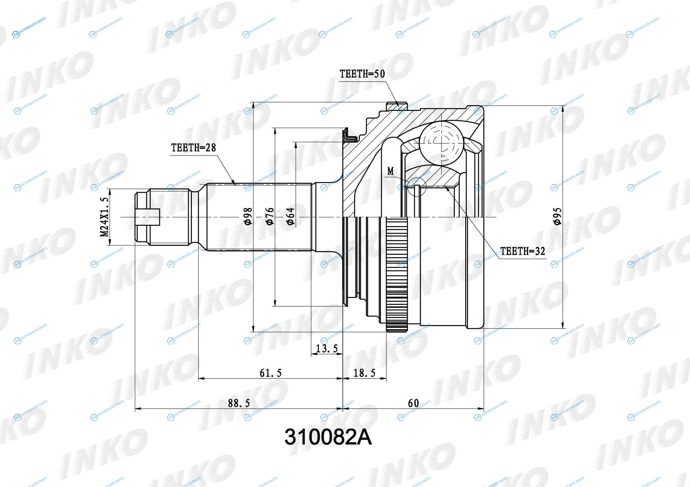 310082A ШРУС внешний 2832 ABS 50