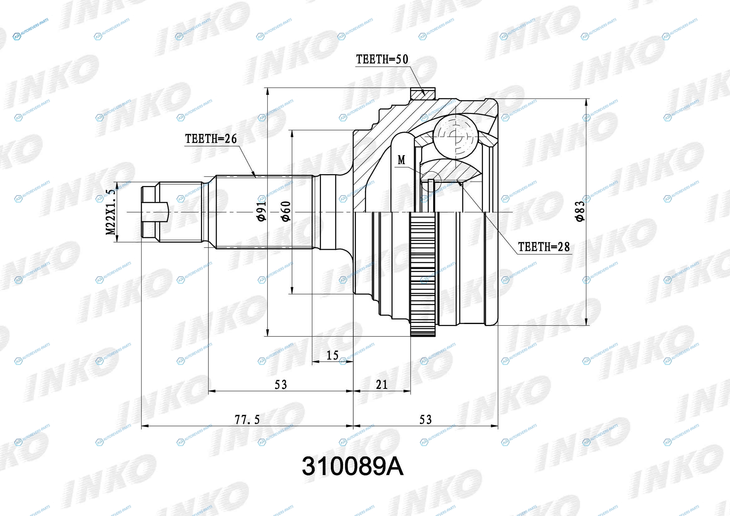 310089A ШРУС внешний 2628 ABS 50