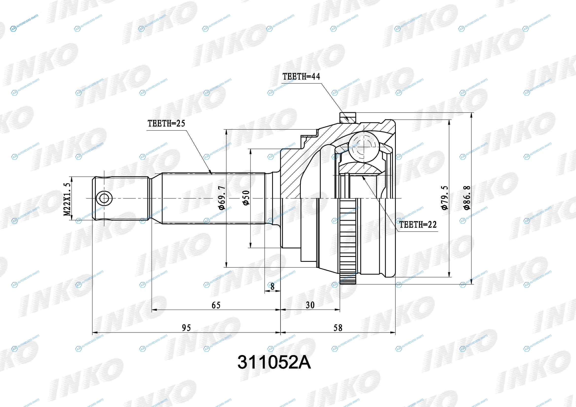 311052A ШРУС внешний 2522 ABS 44