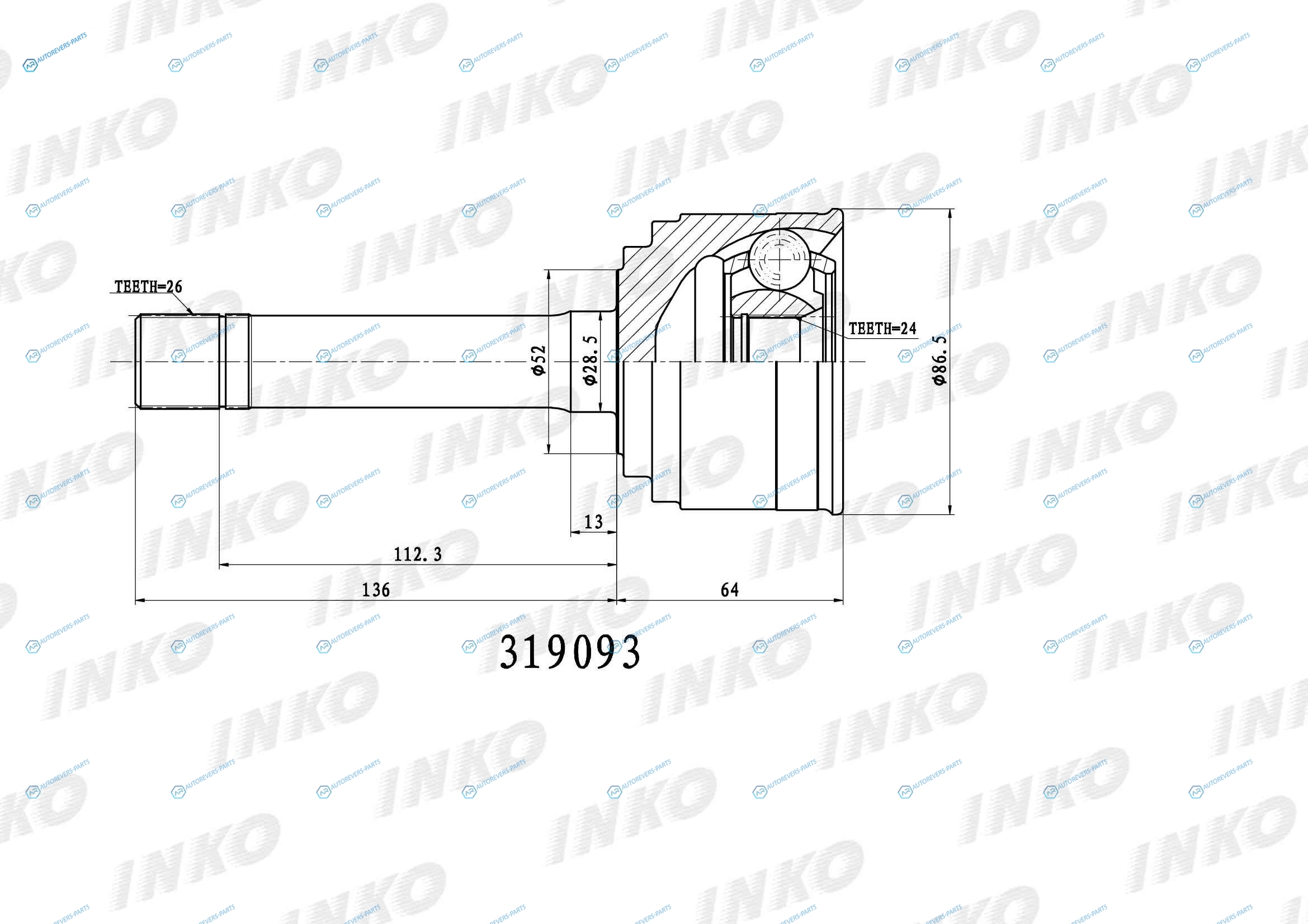 319093 ШРУС внешний 2624
