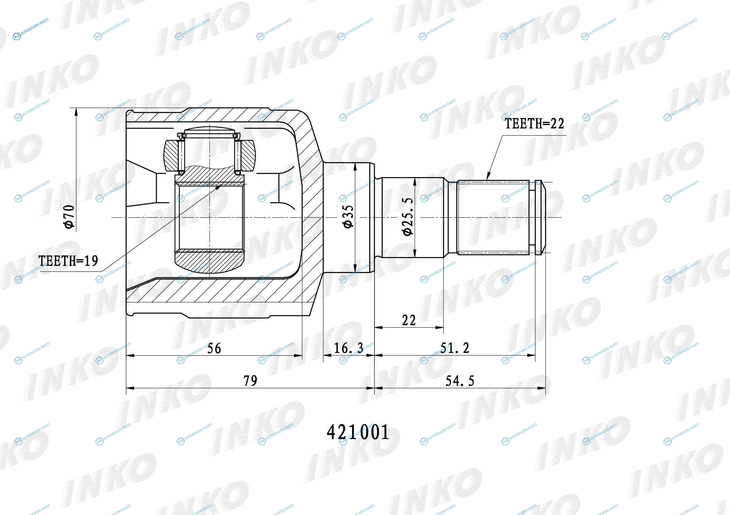 421001 Шрус внутренний2219 ABS