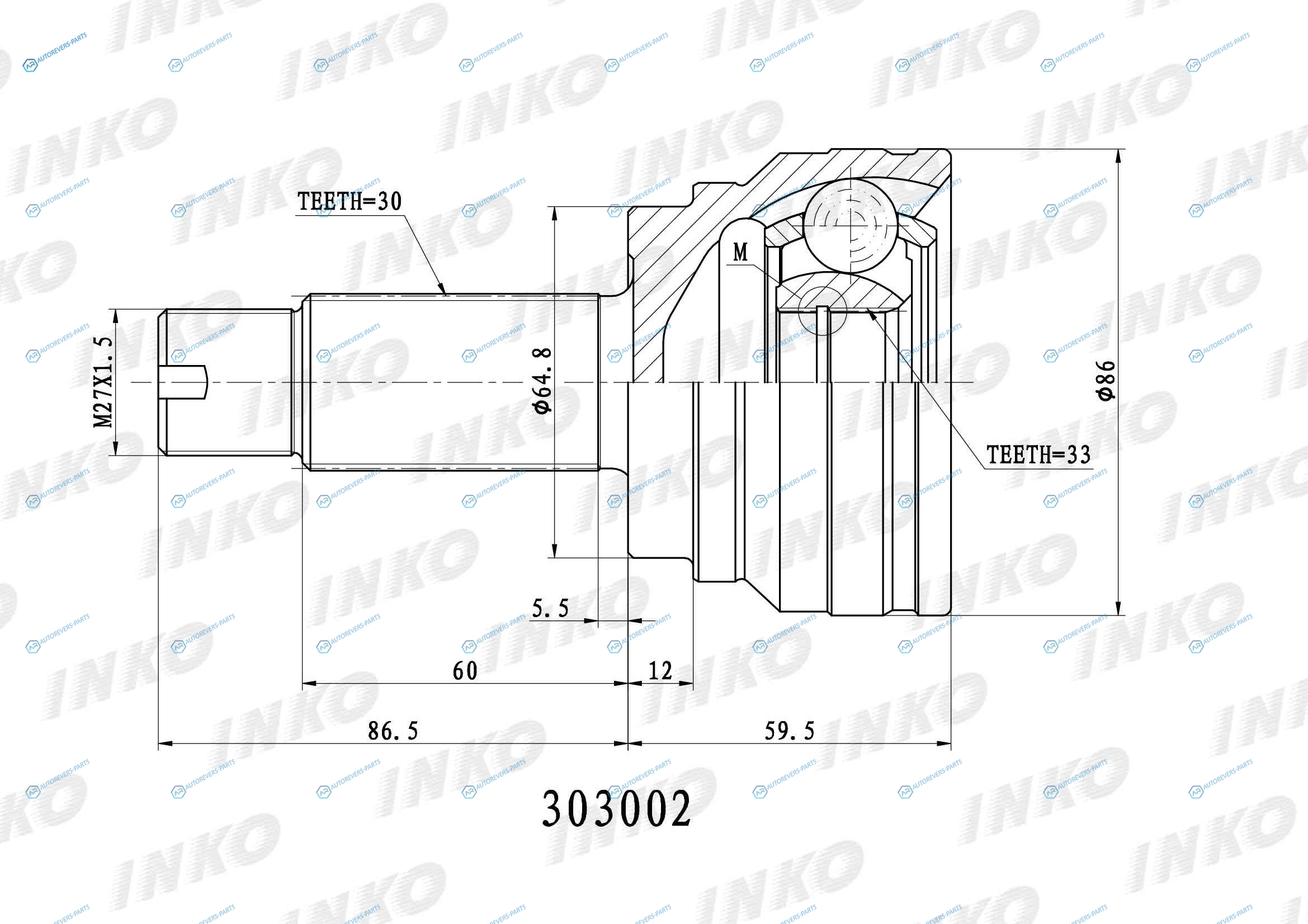 303002 ШРУС внешний 3033