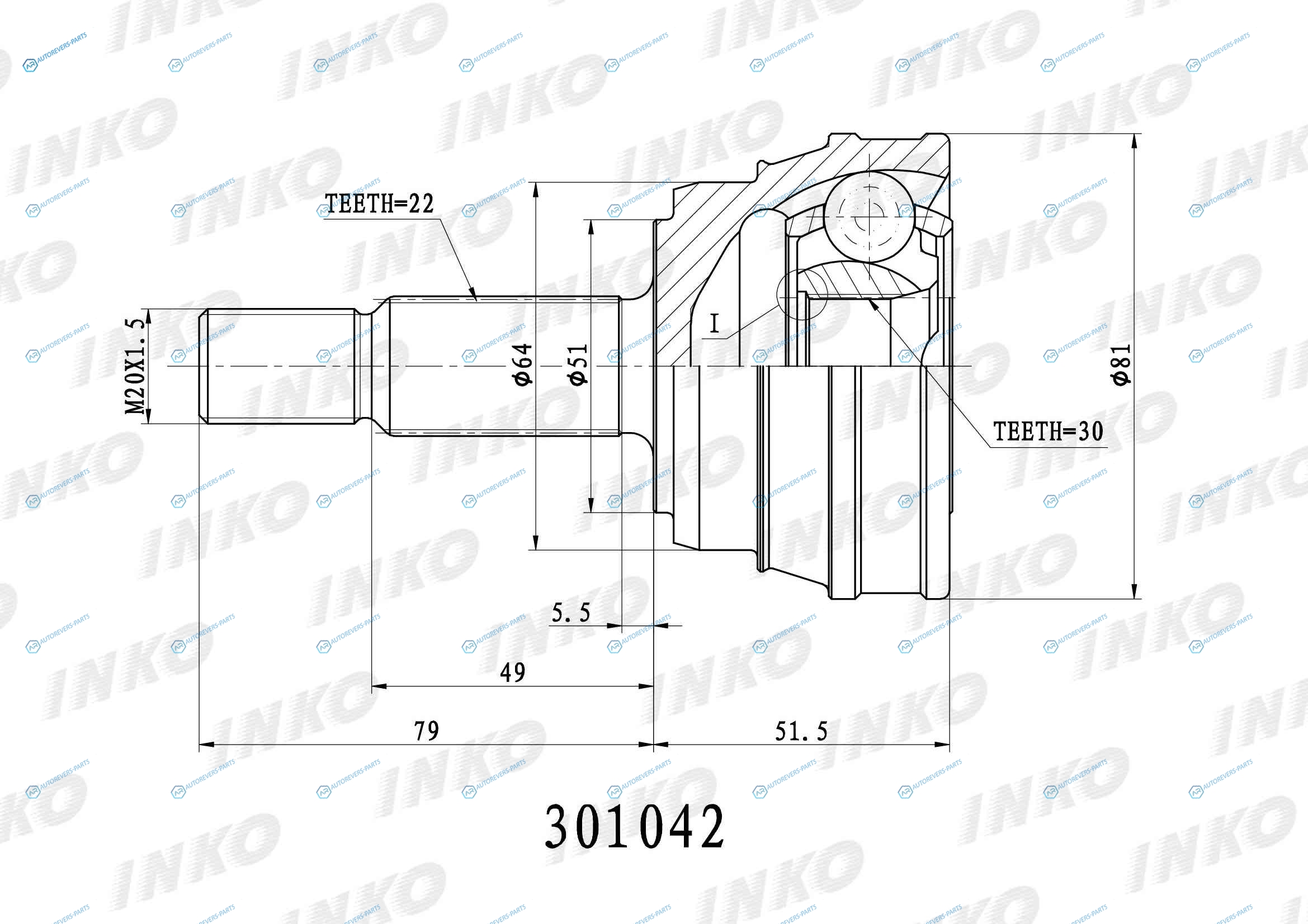301042 ШРУС внешний 2230