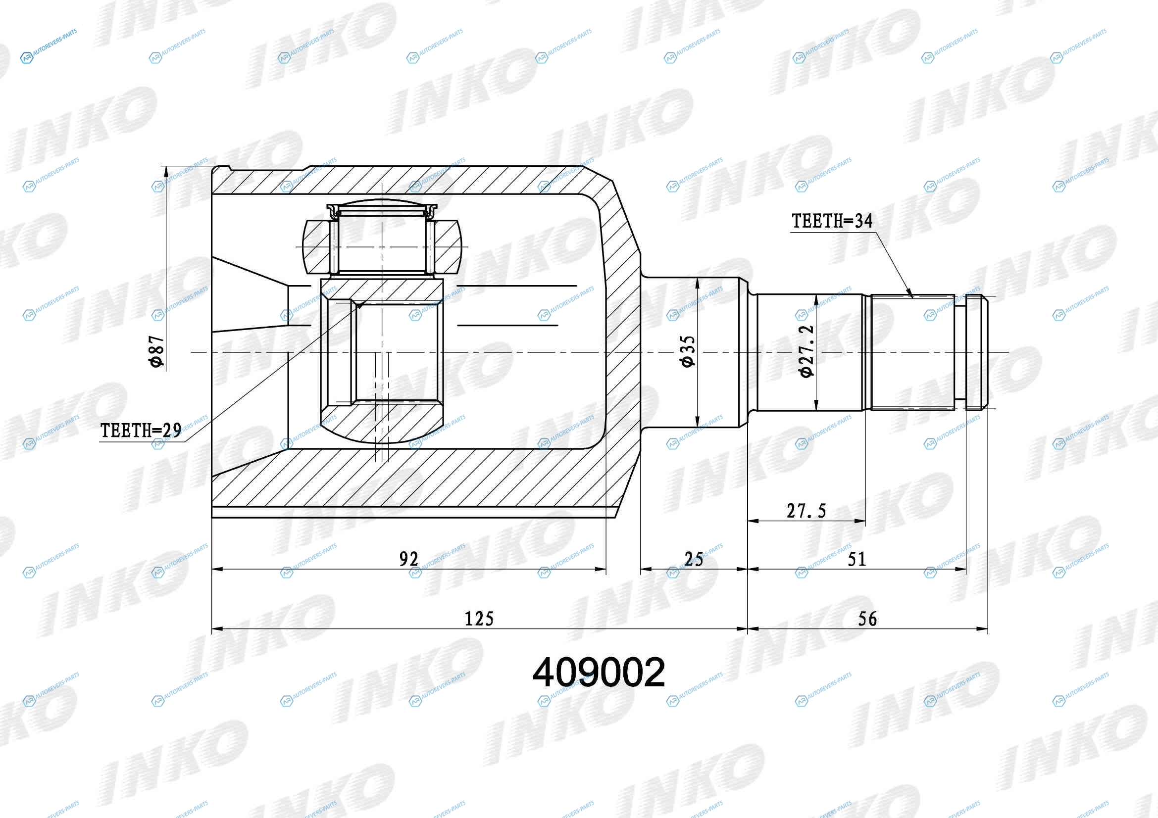 409002 ШРУС внутренний3429 ABS