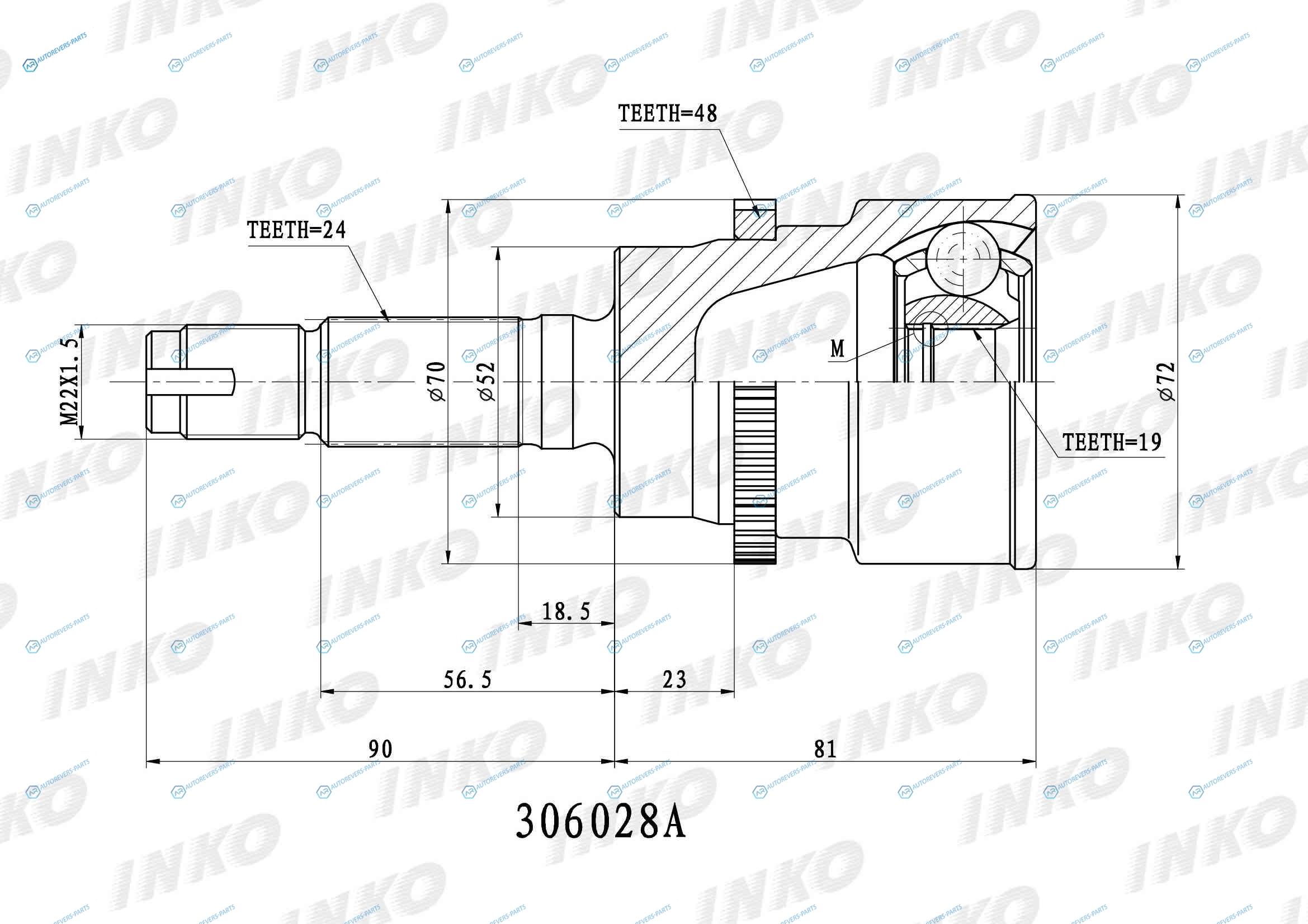 306028A ШРУС внешний 2419 ABS 48