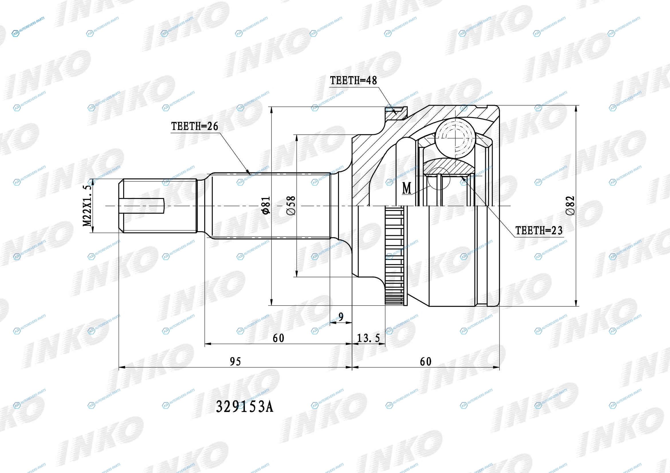 329153A ШРУС внешний 2623 ABS 48
