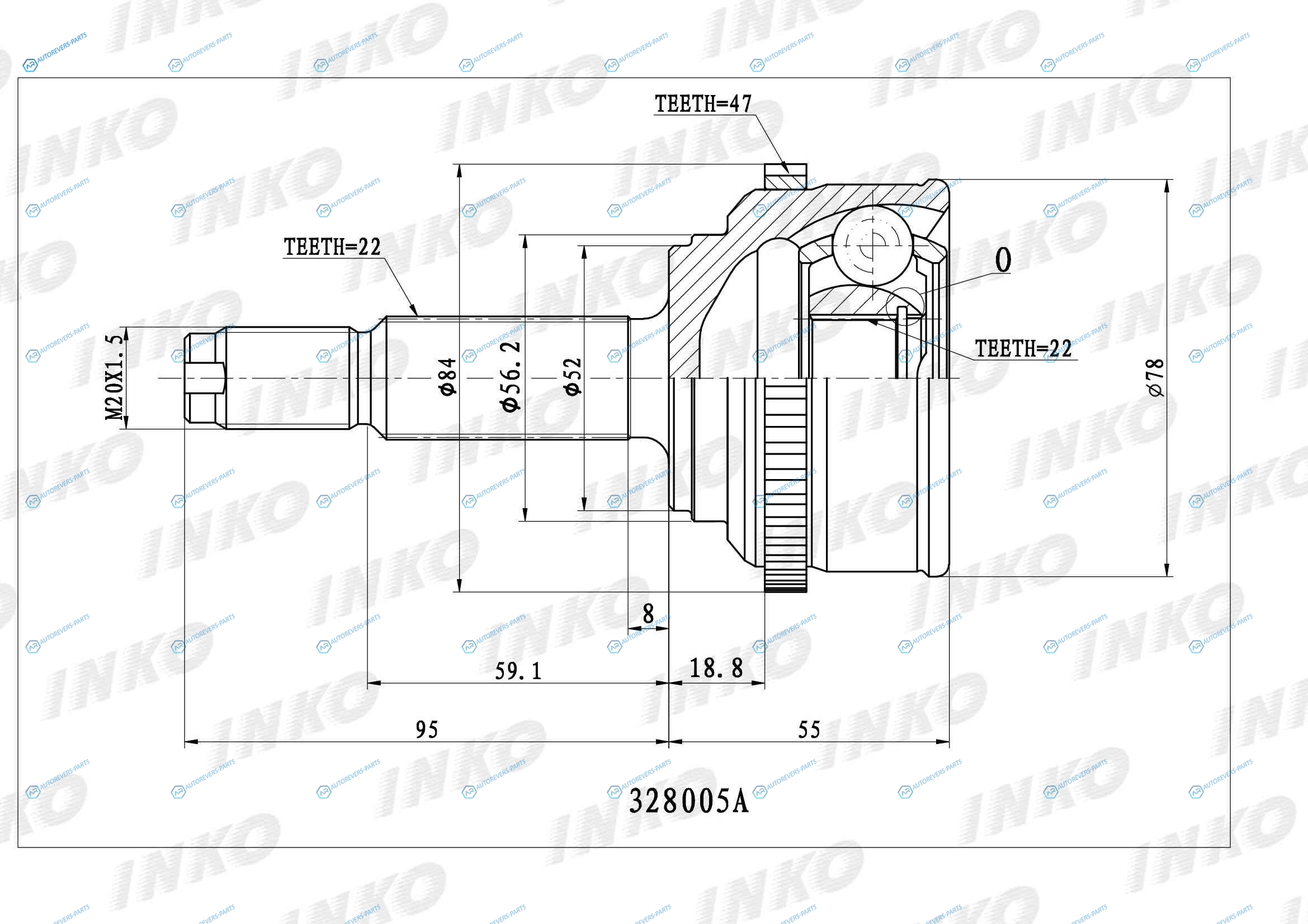 328005A ШРУС внешний 2222 ABS 47