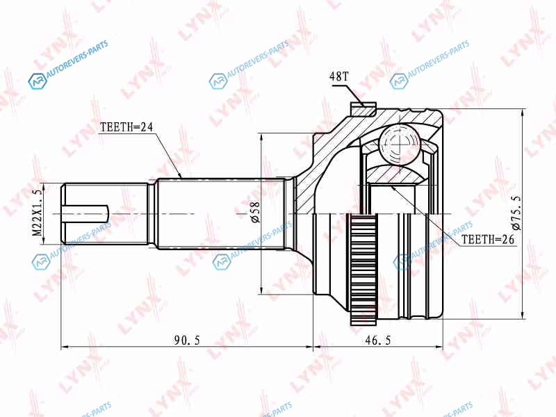 CO-7540A ШРУС наружный | перед правлев