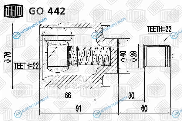 GO 442 ШРУС внутр. для ам ЗАЗ 1102