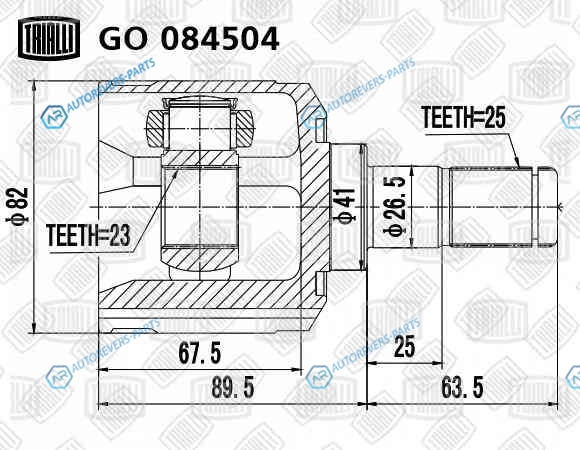 GO 084504 ШРУС внутр. для ам Hyundai Sonata (98-) 2.0 АT