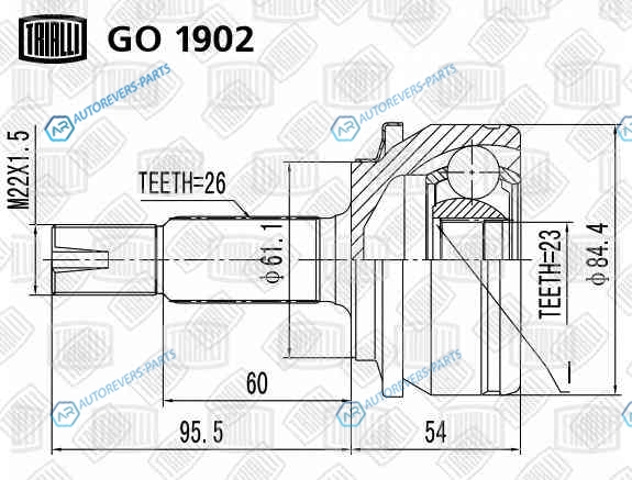 GO 1902 ШРУС наруж. для ам Toyota Corolla E140 (06-) | перед